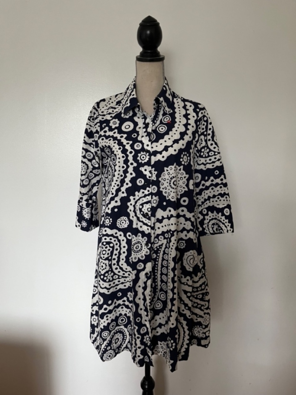 G-Star Raw Paisley Shirt Dress Tunic Coverup NWOT - Navy Blue White